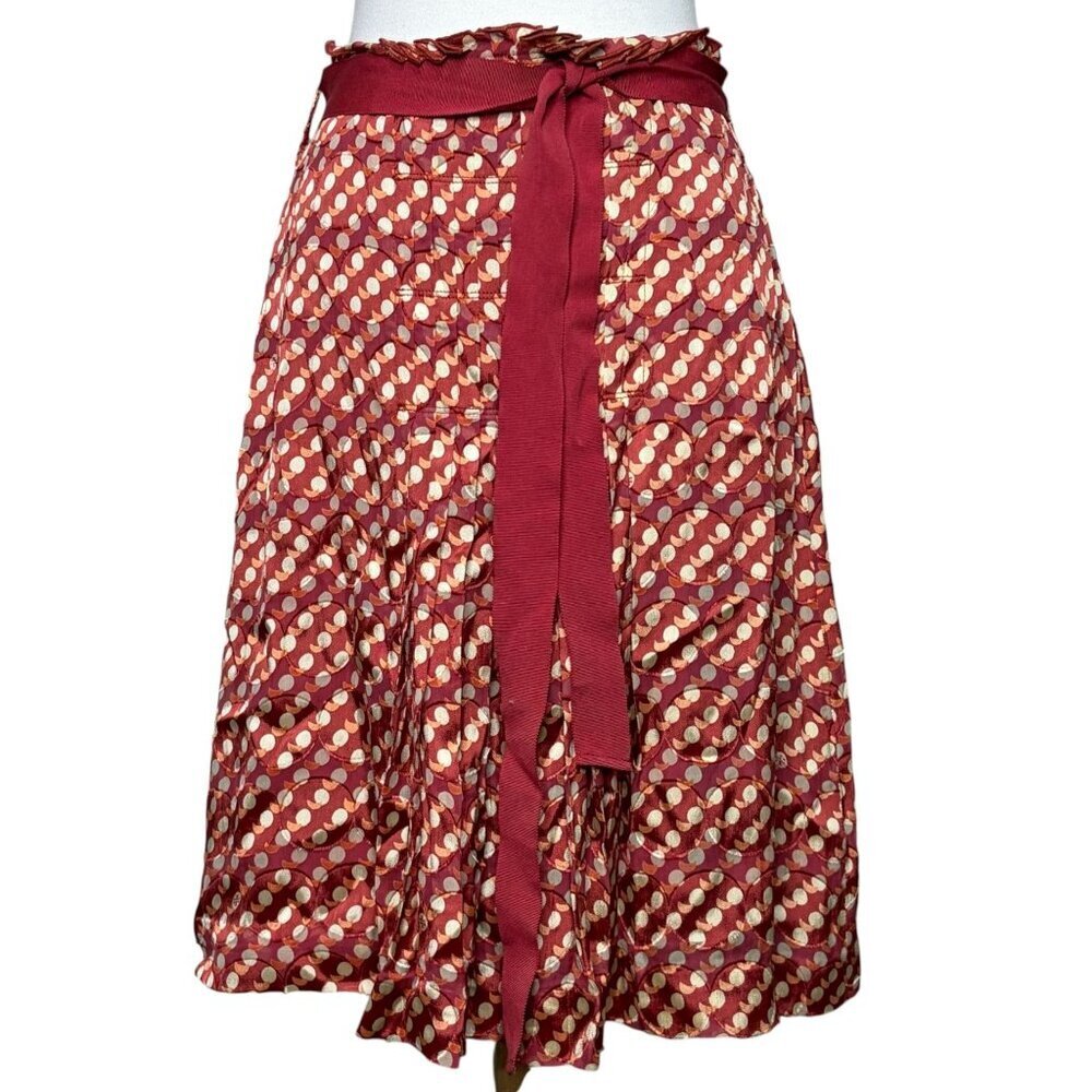 Tory Burch Kir Royal Ruby Silk Skirt Half Moon Size 2